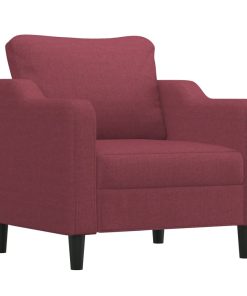 Set Di Divani 3 Pz Con Cuscini Rosso Vino In Tessuto