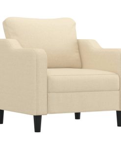 Set Di Divani 3 Pz Con Cuscini Crema In Tessuto