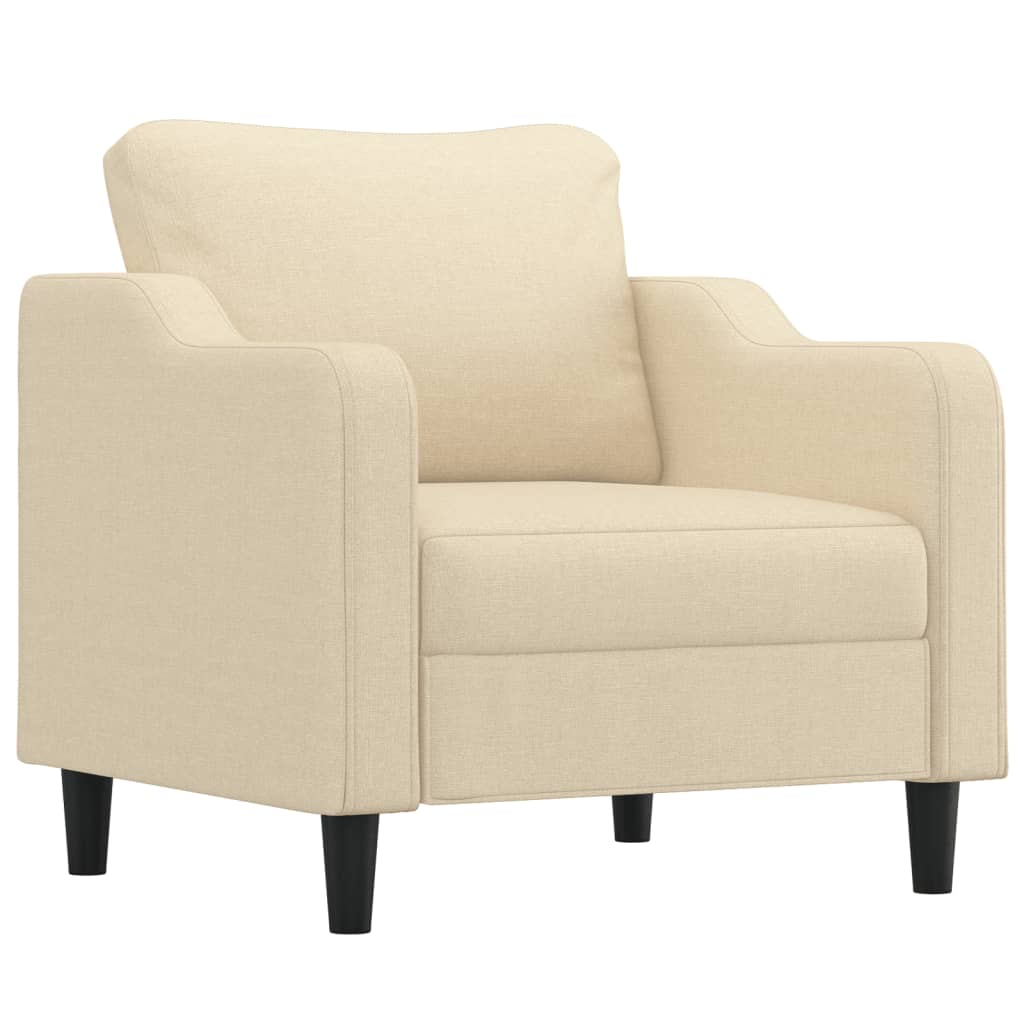Set Di Divani 3 Pz Con Cuscini Crema In Tessuto