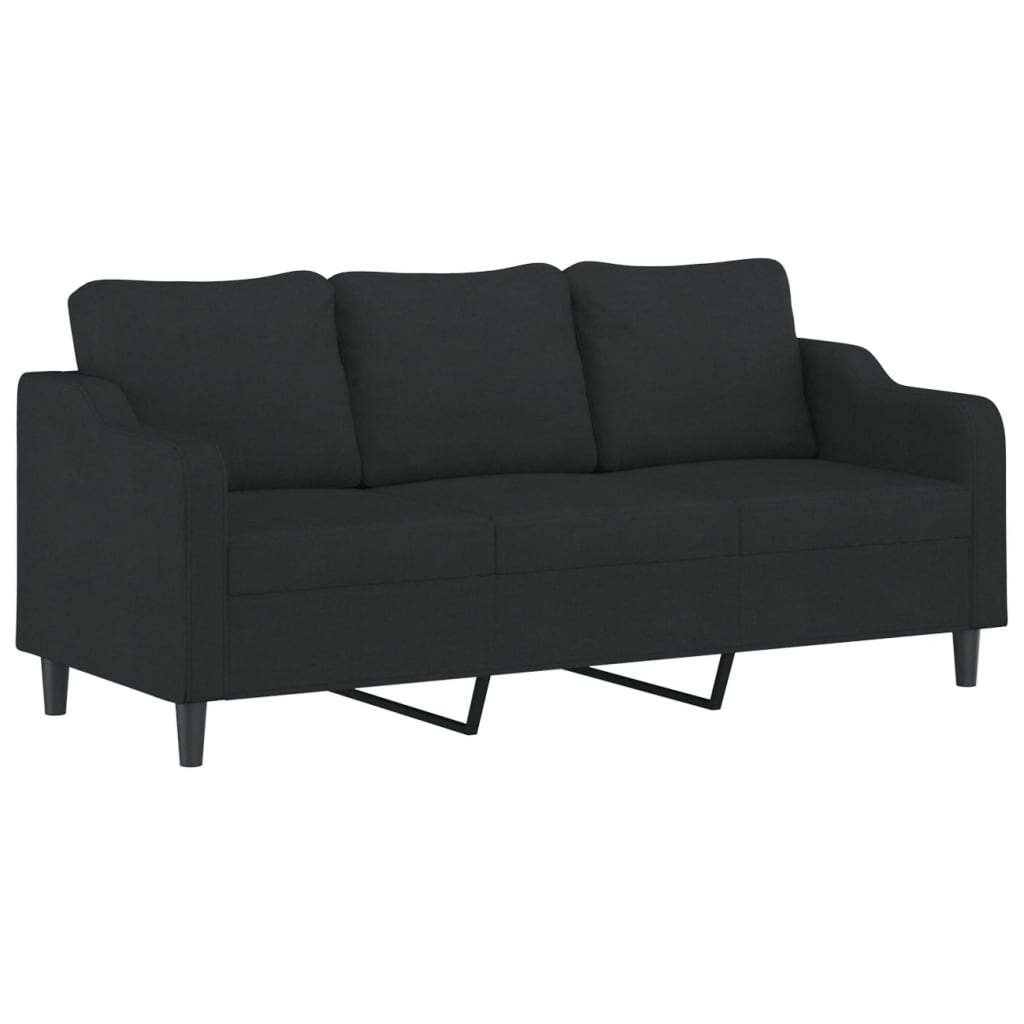 Set Di Divani 3 Pz Con Cuscini Nero In Tessuto