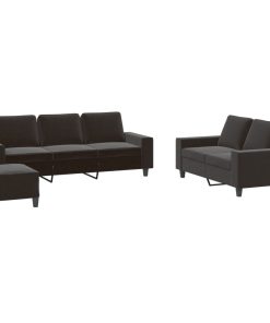 Set D Divani 3 Pz Nero In Tessuto