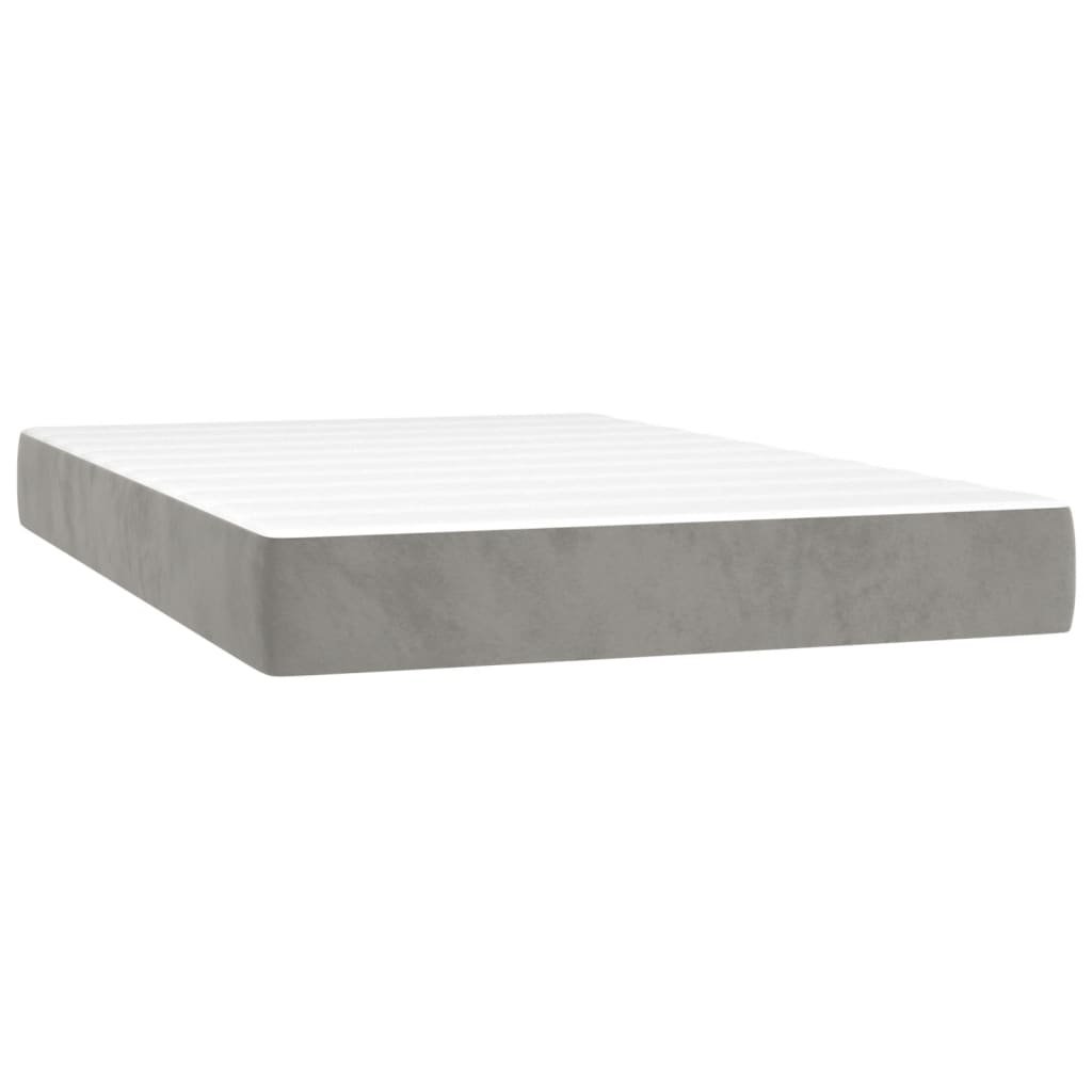 Materasso A Molle Grigio Chiaro 120x200x20 Cm In Velluto