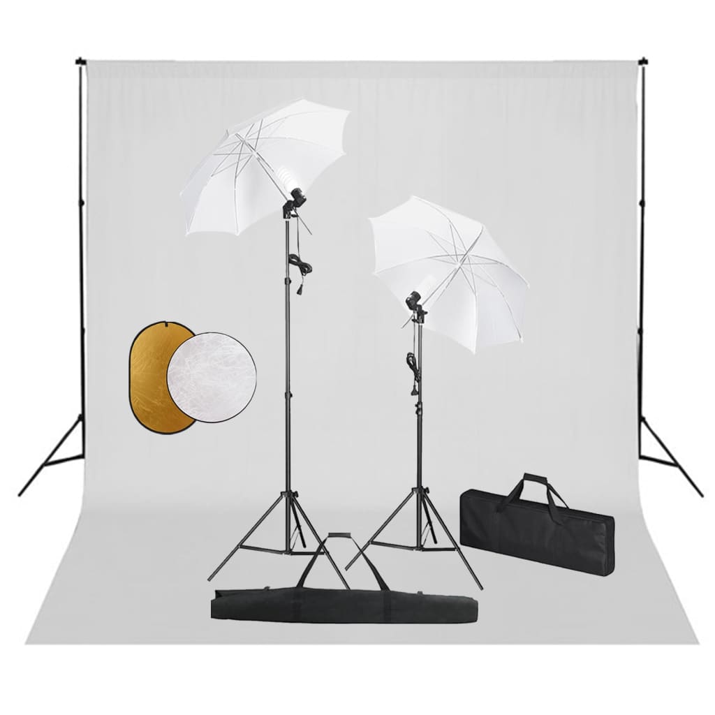 Kit Studio Fotografico Con Luci Ombrelli Fondale E Riflettore
