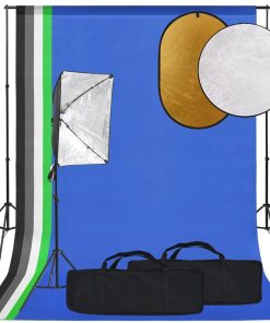 Kit Per Studio Fotografico Con Softbox, Fondale E Riflettore