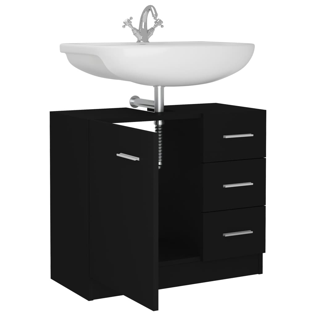 Mobile Sottolavabo Nero 63x30x54 Cm In Legno Multistrato - Image 6