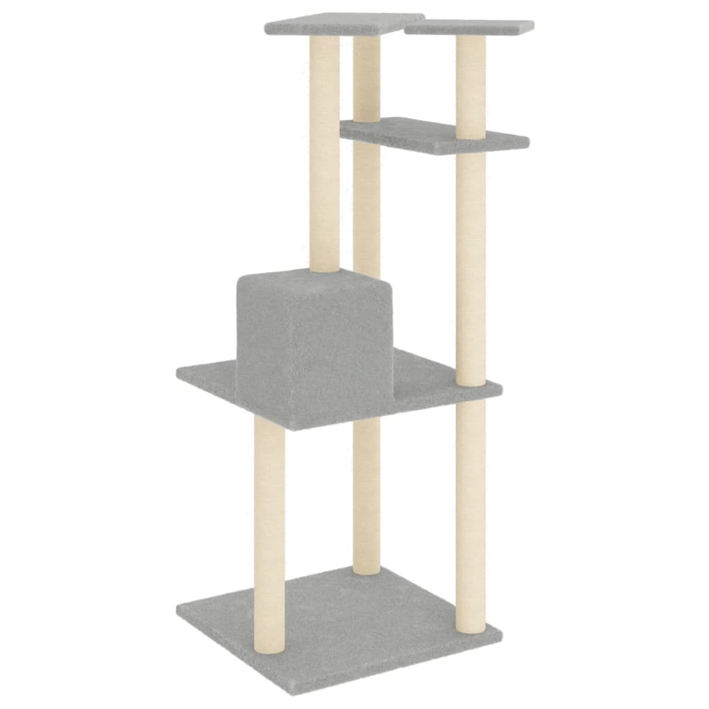 Albero Per Gatti Con Tiragraffi In Sisal Grigio Chiaro 123 cm