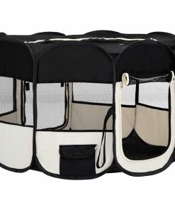 Box Per Cani Pieghevole Con Borsa Trasporto Nero 110x110x58 cm
