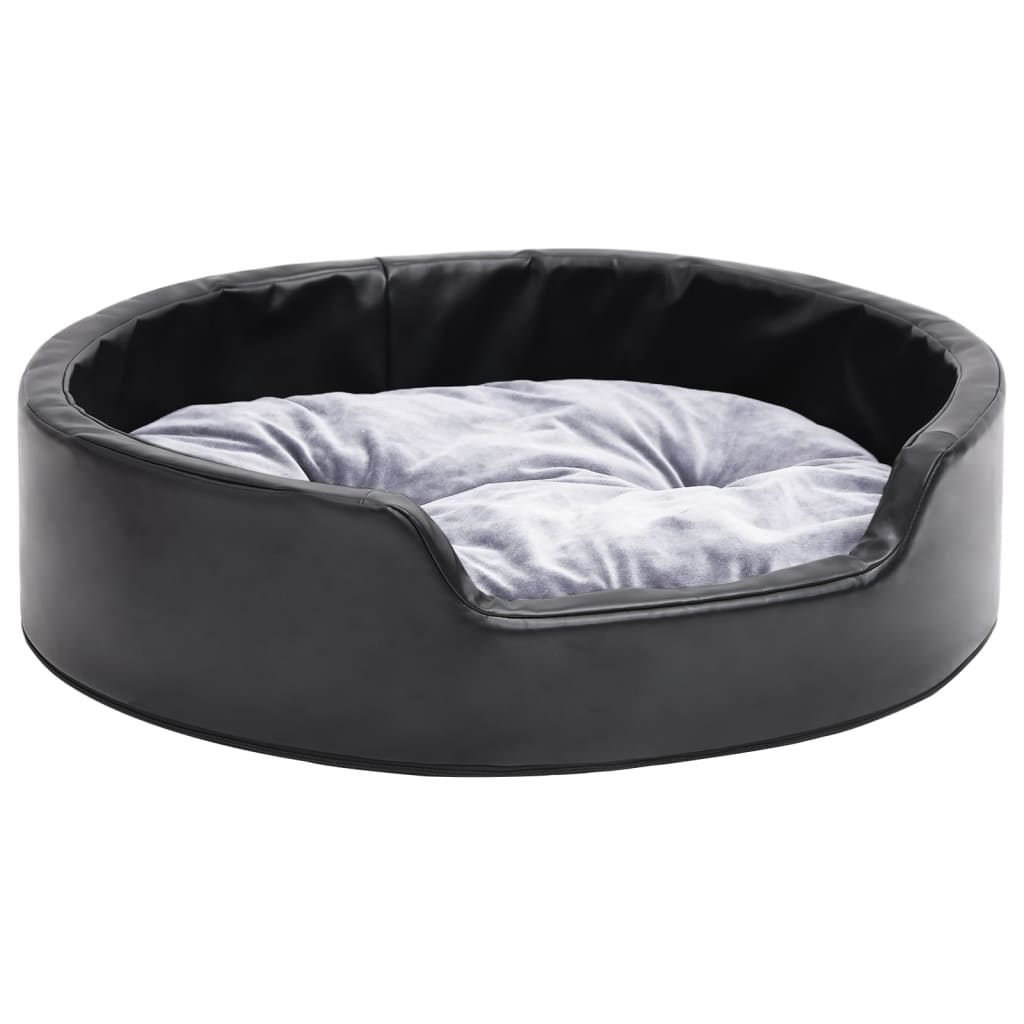 Lettino Per Cani Nero E Grigio 69x59x19 Cm Peluche E Similpelle