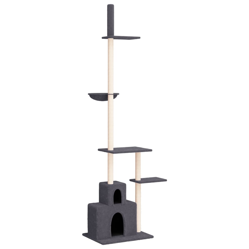 Albero Per Gatti Pavimento Soffitto Grigio Scuro 250,5-276,5 cm - Image 4