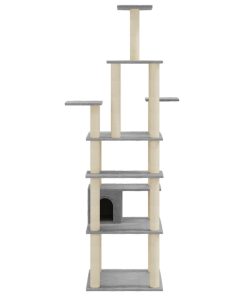 Albero Per Gatti Con Tiragraffi In Sisal Grigio Chiaro 183 cm