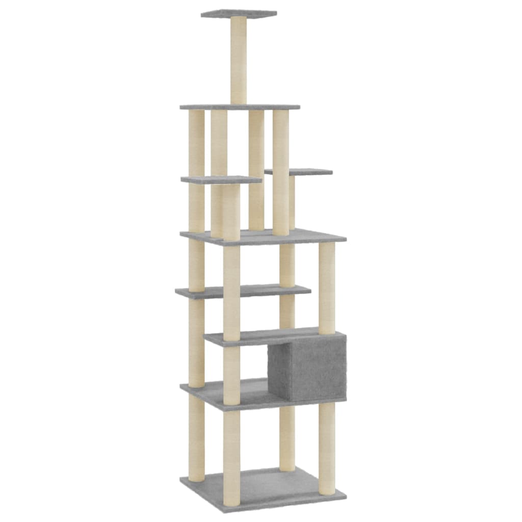 Albero Per Gatti Con Tiragraffi In Sisal Grigio Chiaro 183 cm - Image 5