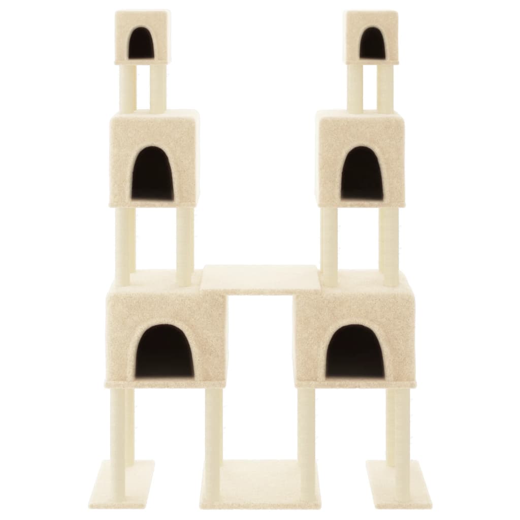Albero Per Gatti Con Tiragraffi In Sisal Crema 199 cm