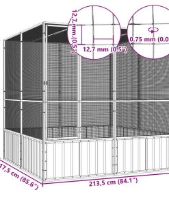 Gabbia Uccelli Antracite 213,5x217,5x211,5 Cm Acciaio Zincato