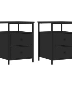 Comodini 2 Pz Neri 44x45x60 Cm In Legno Multistrato