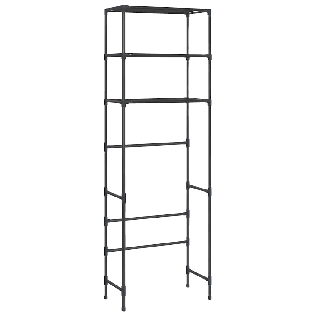 Scaffale Per Bagno Con 3 Ripiani Nero 53x28x169 cm