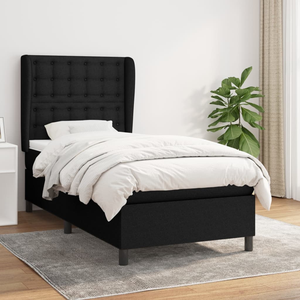 Giroletto A Molle Con Materasso Nero 100x200 Cm In Tessuto