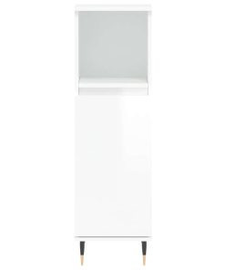 Armadietto Bagno Bianco Lucido 30x30x100cm In Legno Multistrato