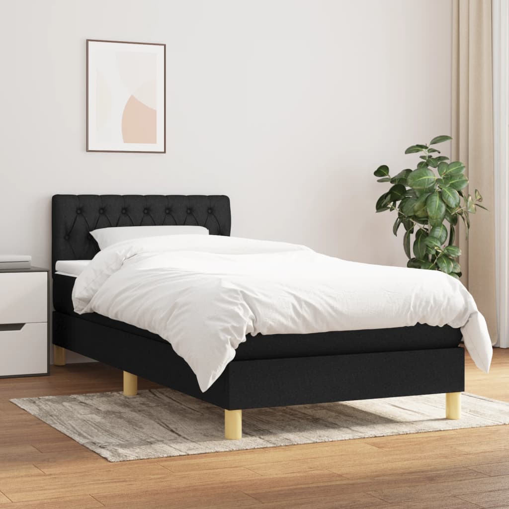 Giroletto A Molle Con Materasso Nero 100x200 Cm In Tessuto