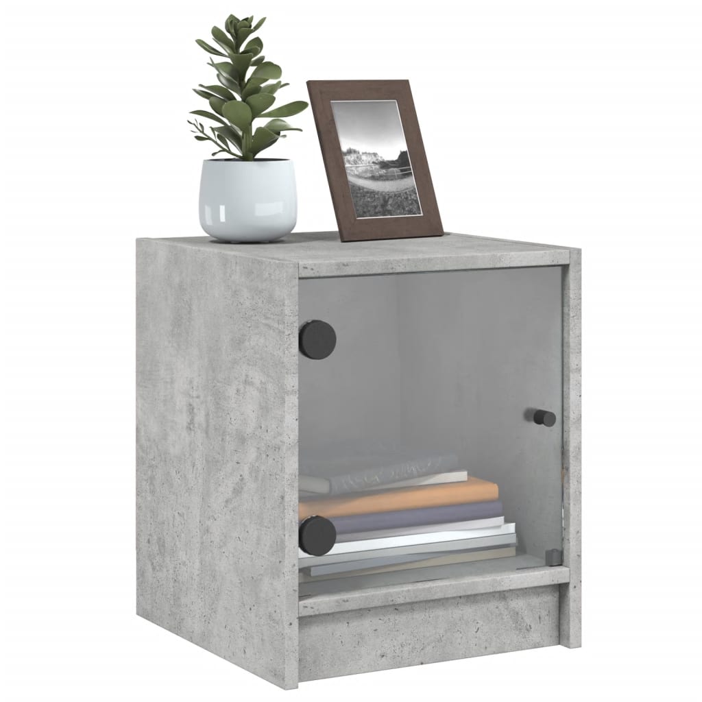 Comodini Con Ante In Vetro 2pz Grigio Cemento 35x37x42 cm - Image 5