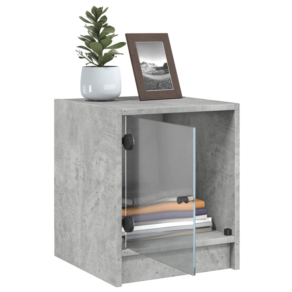 Comodini Con Ante In Vetro 2pz Grigio Cemento 35x37x42 cm - Image 6
