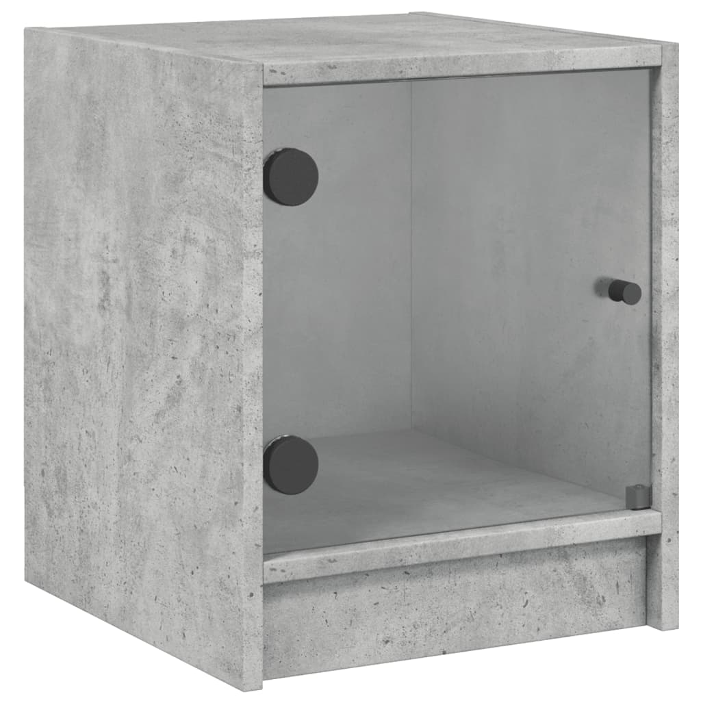 Comodini Con Ante In Vetro 2pz Grigio Cemento 35x37x42 cm