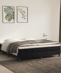 Giroletto A Molle Con Materasso Nero 180x200 Cm In Velluto