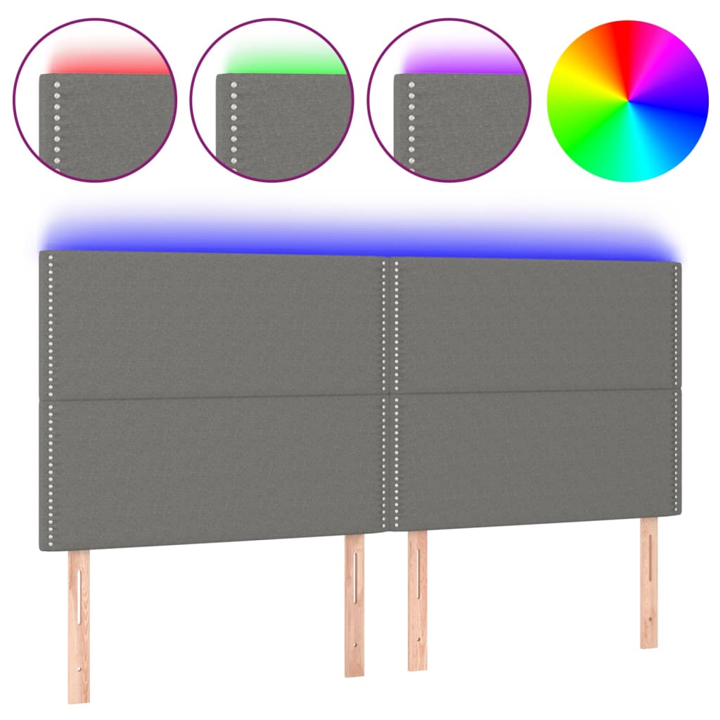 Testiera A Led Grigioscuro 180x5x118/128cm Intessuto