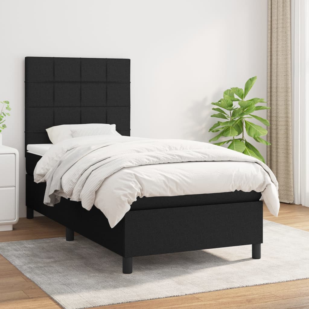 Giroletto A Molle Con Materasso Nero 100x200 Cm In Tessuto