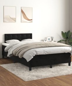Giroletto A Molle Con Materasso Nero 120x200 Cm In Velluto