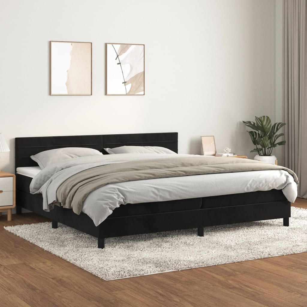 Giroletto A Molle Con Materasso Nero 200x200 Cm In Velluto