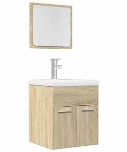 Set Mobili Da Bagno 2 Pz Rovere Sonoma In Legno Multistrato