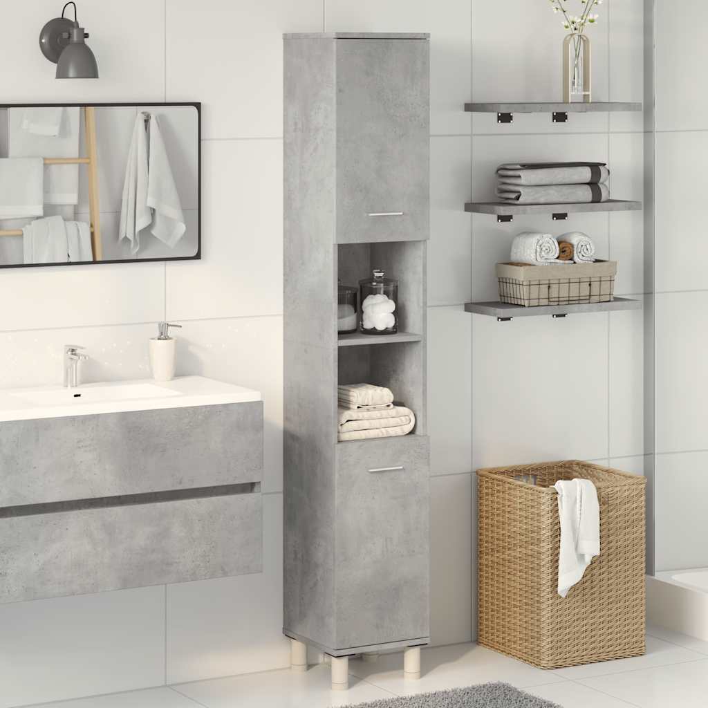 Mobile Da Bagno Grigio Cemento 30x30x179 Cm Legno Multistrato - Image 6