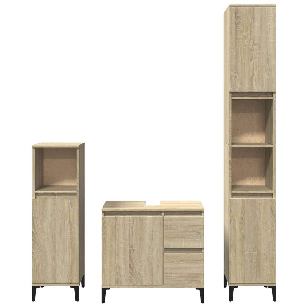 Set Mobili Da Bagno 3 Pz Rovere Sonoma In Legno Multistrato - Image 3