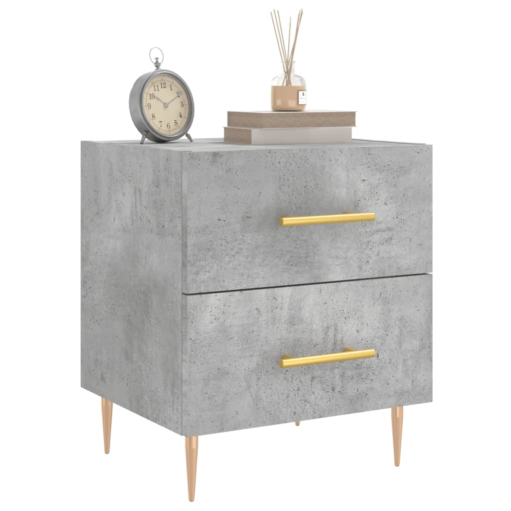 Comodini 2 Pz Grigio Cemento 40x35x47,5 Cm In Legno Multistrato
