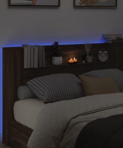 Testiera Con Contenitore A Led Rovere Marrone 160x16,5x103,5 cm
