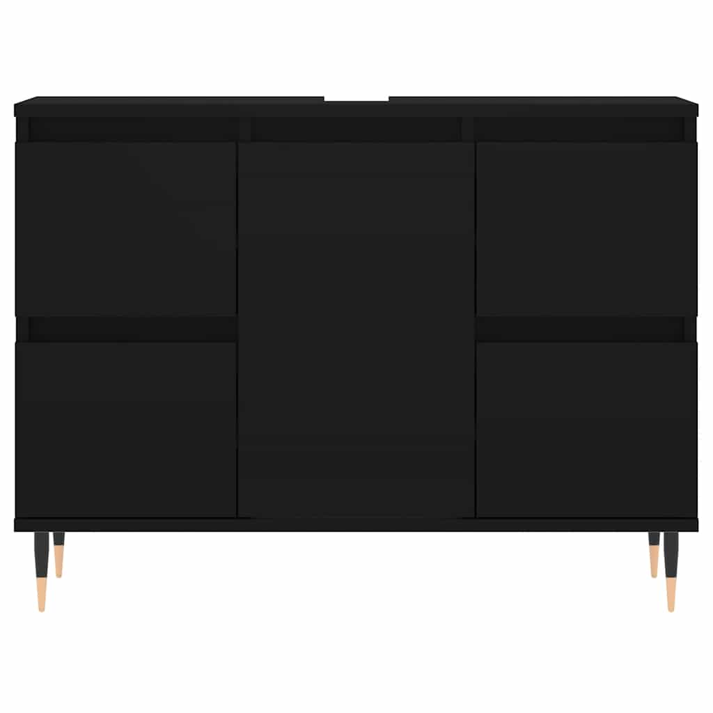 Mobile Da Bagno Nero 80x33x60 Cm In Legno Multistrato - Image 5