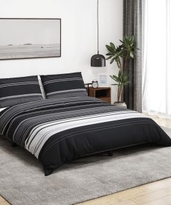 Set Copripiumino Nero E Bianco 155x220 Cm In Cotone