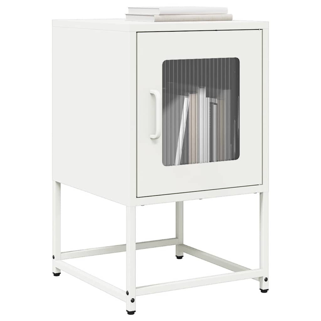 Comodino Bianco 36x39x60,5 Cm In Acciaio Laminato A Freddo - Image 4