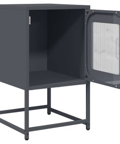 Comodino Antracite 36x39x60,5 Cm In Acciaio Laminato A Freddo