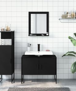 Set Di Mobili Da Bagno 3 Pz Nero In Legno Multistrato