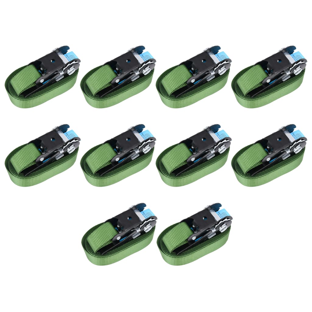 Cinghie D'ancoraggio A Cricchetto 10 Pz 800 Dan 6m Verde