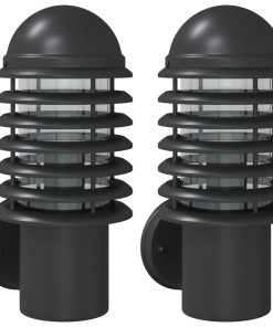 Applique Da Esterno 2 Pz Nere In Acciaio Inossidabile