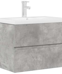 Set Mobili Da Bagno 2 Pz Grigio Cemento In Legno Multistrato