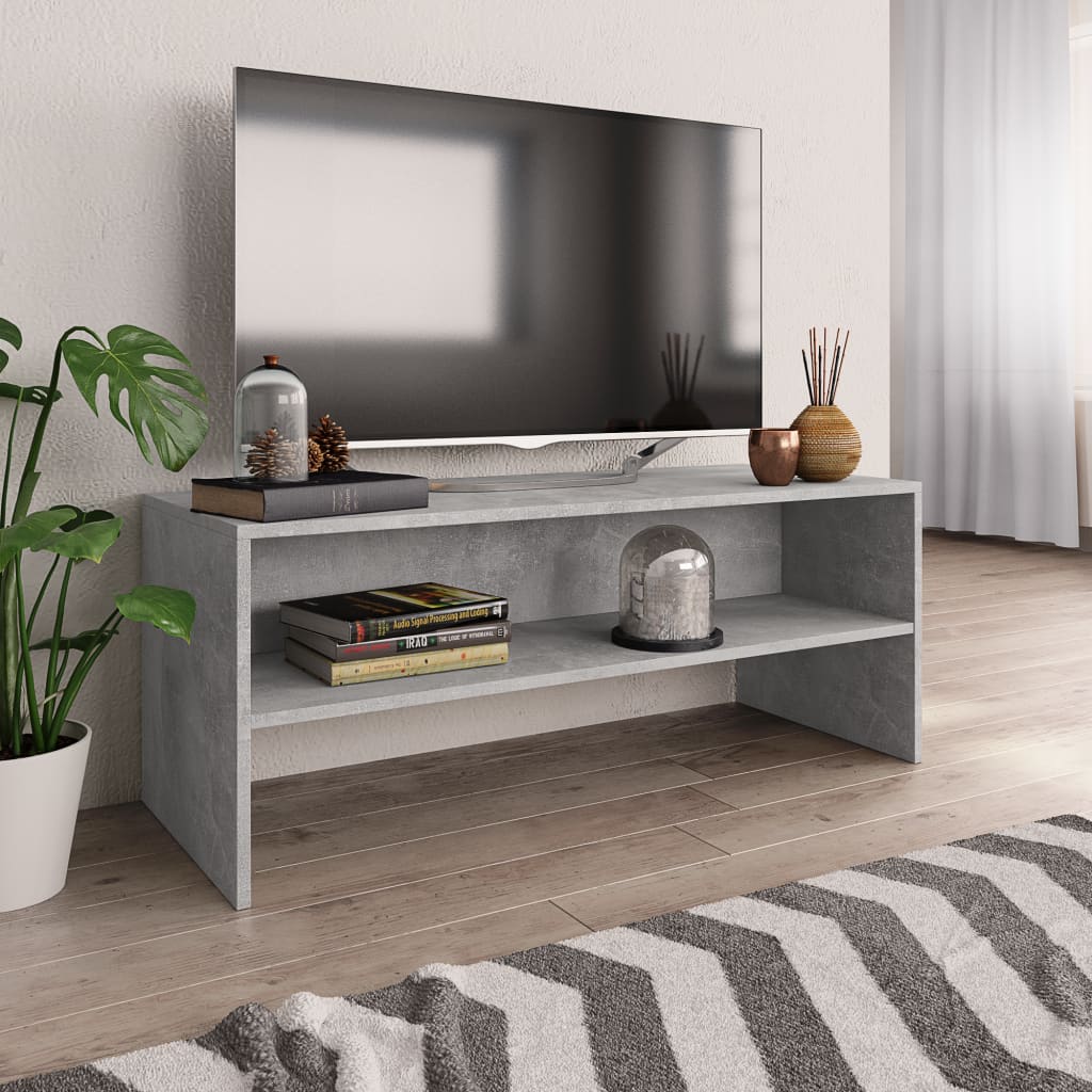 Mobile Porta Tv Grigio Cemento 100x40x40cm In Legno Multistrato - Image 2