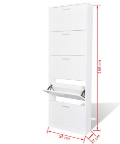 Scarpiera In Legno Con 5 Scomparti Bianca