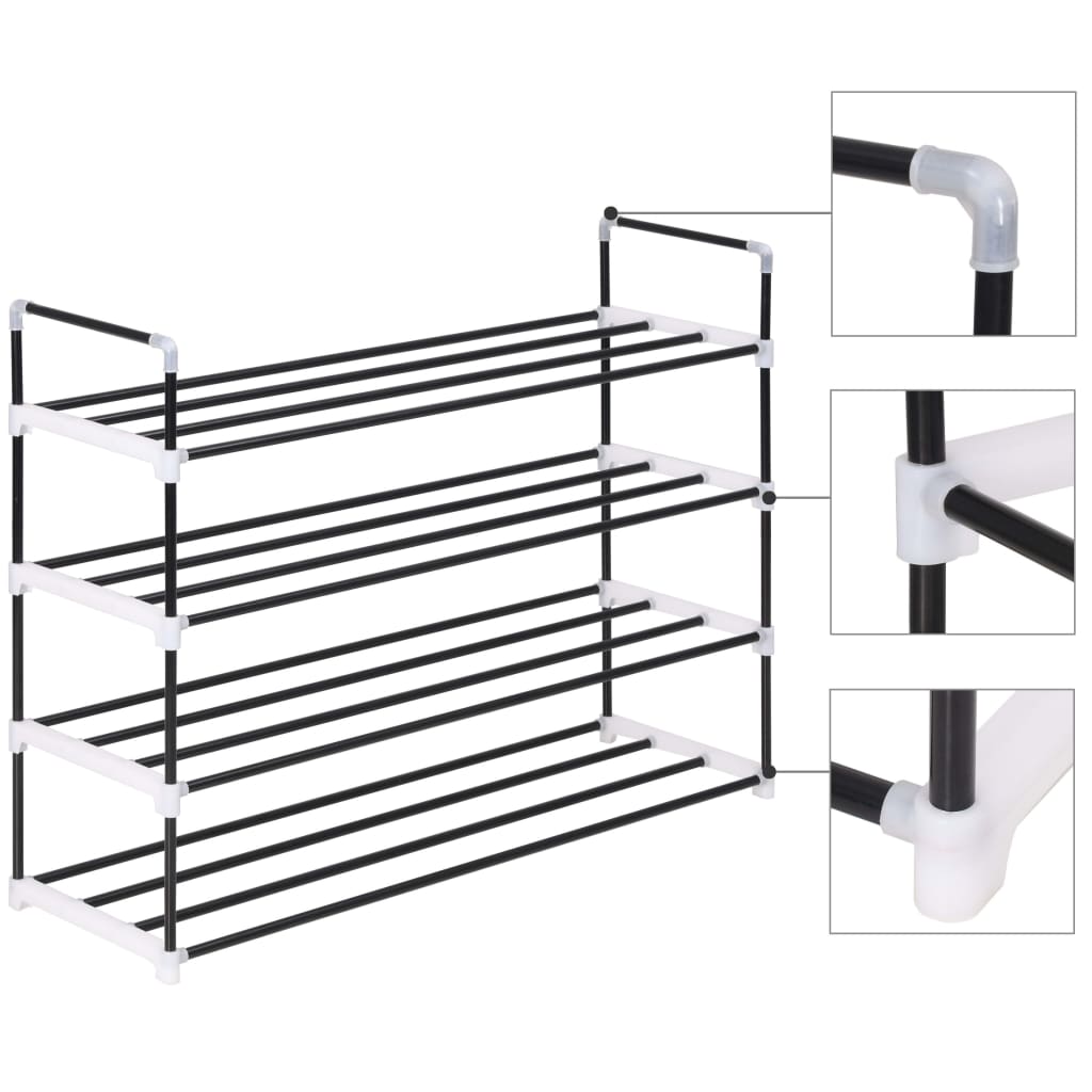Scarpiera Con 4 Ripiani In Metallo E Plastica Nero - Image 3