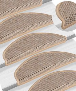 Tappeti Adesivi Scale Aspetto Sisal 15pz 65x21x4cm Beige Chiaro