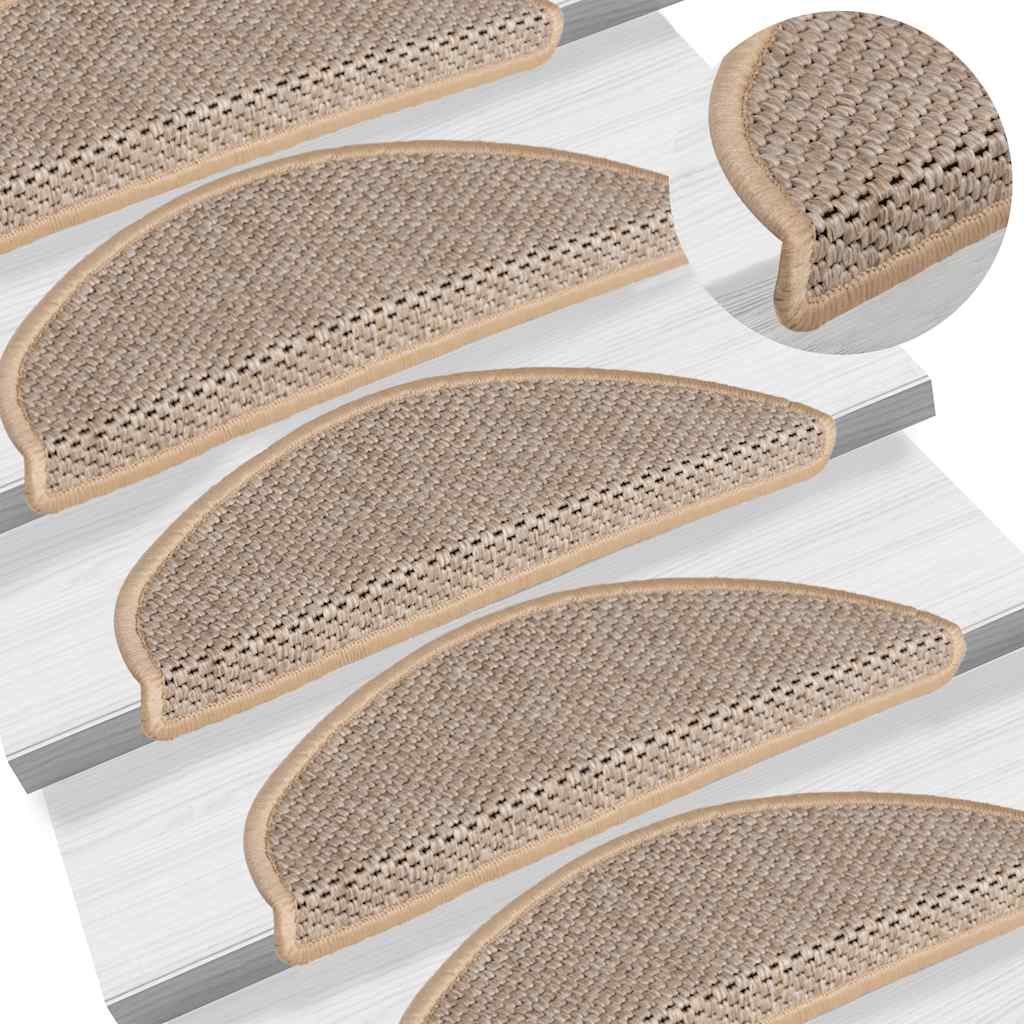 Tappeti Adesivi Scale Aspetto Sisal 15pz 65x21x4cm Beige Chiaro