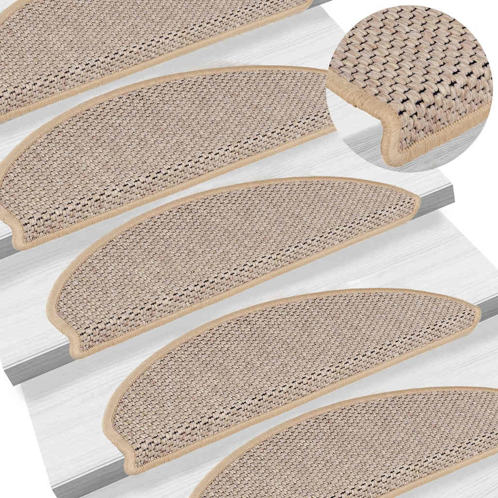 Tappeti Adesivi Scale Aspetto Sisal 15pz 65x21x4cm Beige Chiaro - Image 2