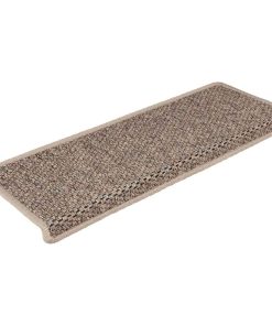 Tappeti Adesivi Scale Aspetto Sisal 15 Pz 65x21x4cm Beige Scuro